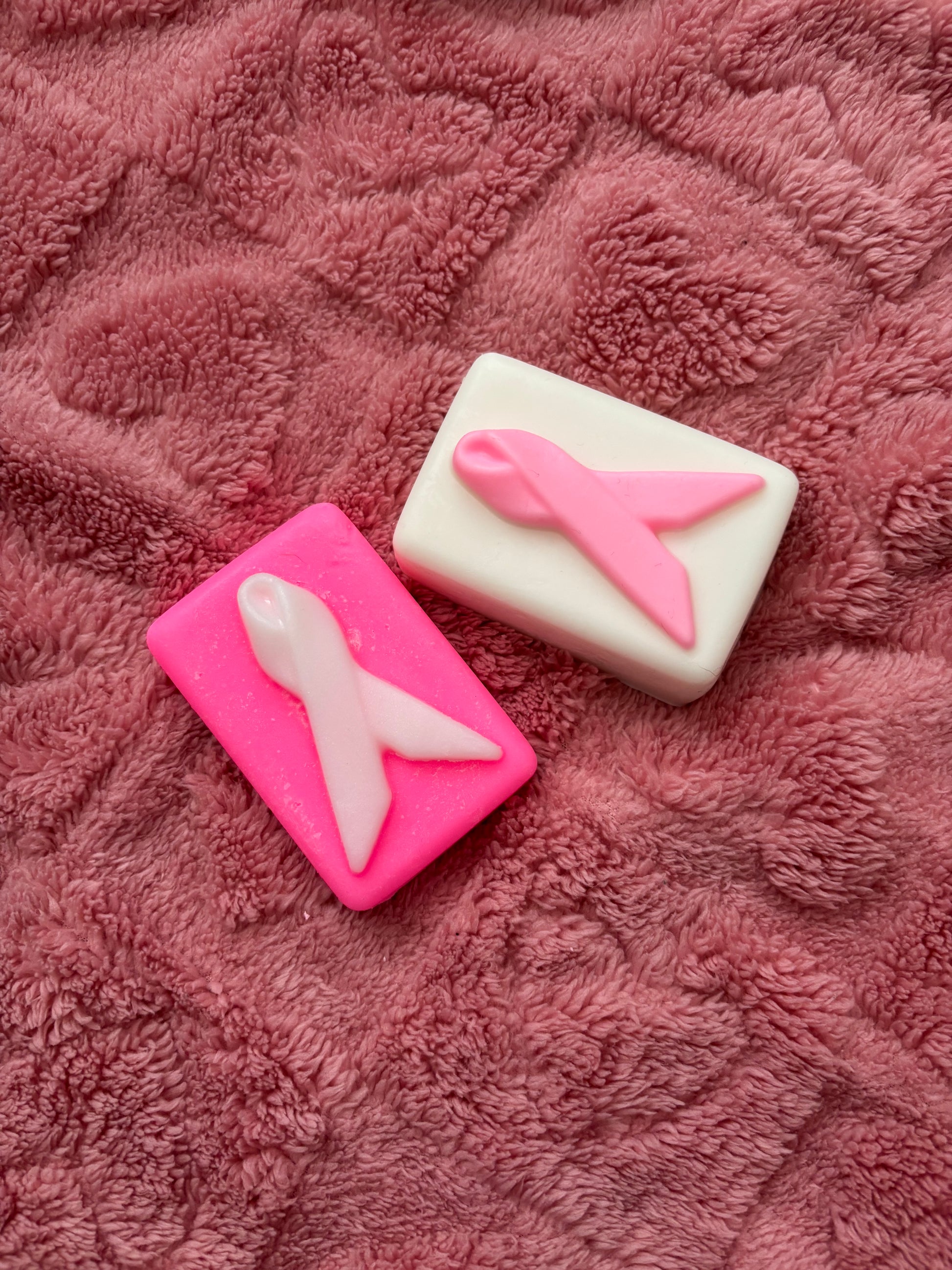Zaya Soaps Suds for a Cause Bundle Awareness Soaps Handcrafted 1 pink, 1 white with ribbon symbol